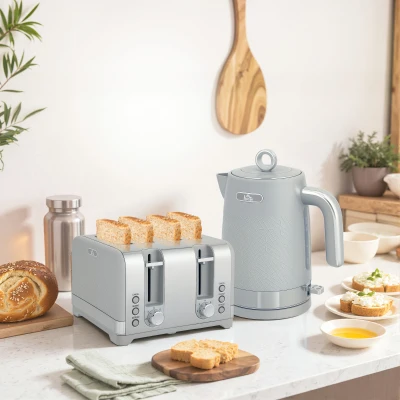HOMCOM Kettle and Toaster Set Grey