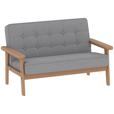 AIYAPLAY Sofá para Crianças de 2 Lugares Poltrona Infantil com Estrutura de Madeira Assento e Encosto Acolchoados 77x42x48 cm Cinzento