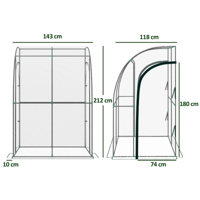 Outsunny Serra da giardino 143x118x212cm Trasparente