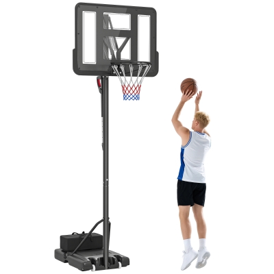 SPORTNOW Basketbalstandaard, Hoogteverstelbare Korhoogte 235-305 cm, Vulbare Basis met Wielen, Zwart