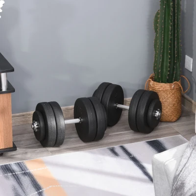 HOMCOM 2x Korte Halters, 50 kg Halterset met 2 korte halterstangen