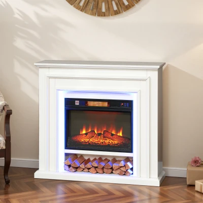 HOMCOM Electric Fireplace 1800W with Remote White