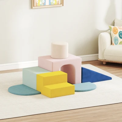 AIYAPLAY Juego de 8 Bloques de Espuma para Niños con Fundas de Terciopelo Lavables para Escalar y Gatear Multicolor