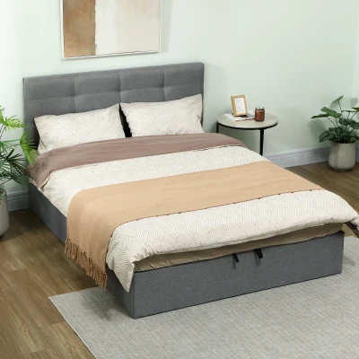 HOMCOM King Ottoman Bed Gas Lift Storage Grey 5ft