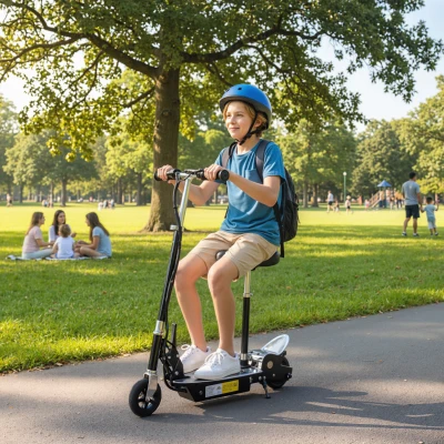 HOMCOM 120W Foldable Powered Scooter Adjustable Black
