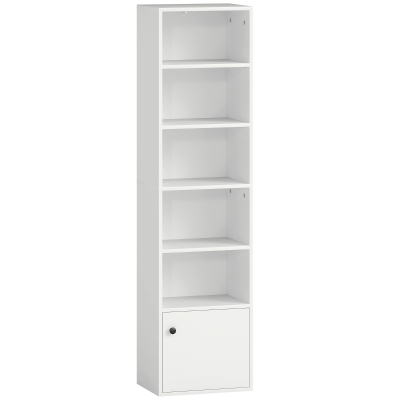 HOMCOM Estante de 6 Níveis Estante para Livros com Prateleiras Ajustáveis e Armário Estante Moderna 40x30x156 cm Branco