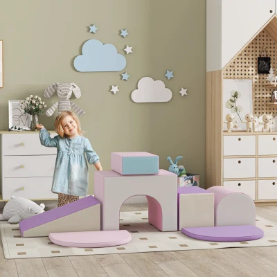 HOMCOM Conjunto de 7 Blocos de Espuma para Crianças Brinquedo Educativo Infantil para Escalar 170x130x40 cm Multicolorido