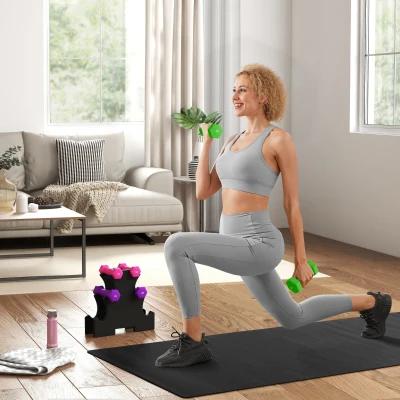 SPORTNOW Ensemble Haltères 6pcs avec Support Multicolore