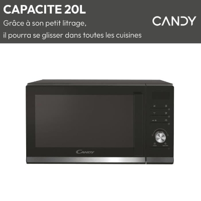 Micro-ondes Gril Candy Moderna CMGA20TNDB 700W 20L Digital Noir - Fonction Décongélation - 11 Niveaux de Puissance - 19 Menus Auto