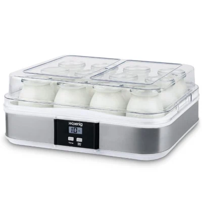 Yaourtiere HKoeNIG - ELY120 - Capacité 12 pots de 160ml - Programmable jusqu'a 15h - 15W