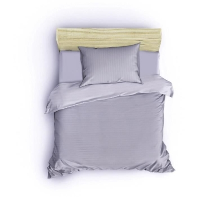 Parure de lit - 1 housse de couette 220 x 240 cm + 2 taies d'oreiller 60 x 60 cm - 80% coton, 20% polyester - Gris