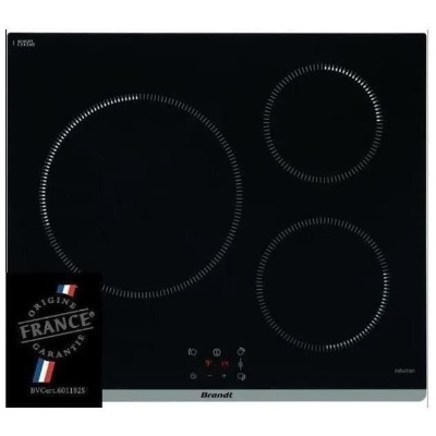 Plaque de cuisson induction - BRANDT - 3 zones - L60 cm - TI364B - 7200 W - Noir