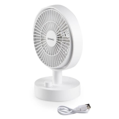 Ventilateur de table - DOMO - Li-ion batt. 5V - Rechargeable USB - Diametre 15 cm - 10 vitesses
