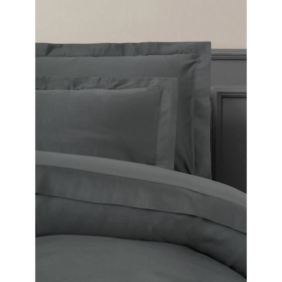 Parure de lit - 1 housse de couette 220 x 240 cm + 2 taies d'oreiller 60 x 60 cm - Satiné 100% coton - Anthracite