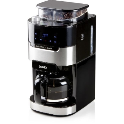 Cafetiere filtre avec moulin intégré - DOMO - DO721K - 900 W - 1,5 L - 12 tasses - 200 g de grains - Ecran LCD - 3 intensités -