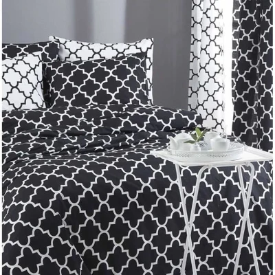 Parure de lit - 1 housse de couette 220 x 240 cm + 2 taies d'oreiller 60 x 60 cm - 100% coton renforcé - Noir