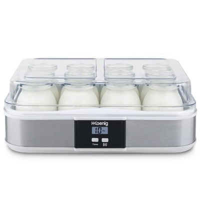 Yaourtiere HKoeNIG - ELY120 - Capacité 12 pots de 160ml - Programmable jusqu'a 15h - 15W