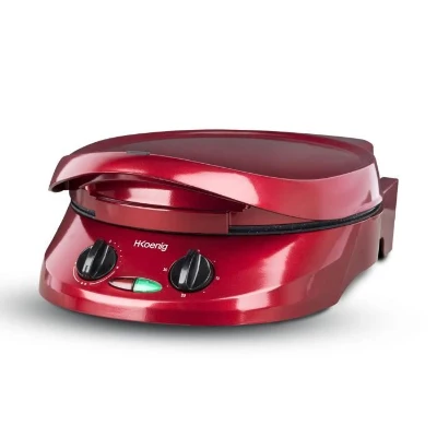 Appareil a tarte express HKoeNIG - TRT180 - Four a Pizza - Multicuiseur Multifonction - Température jusqu'a 210°C - Rouge - 1800W