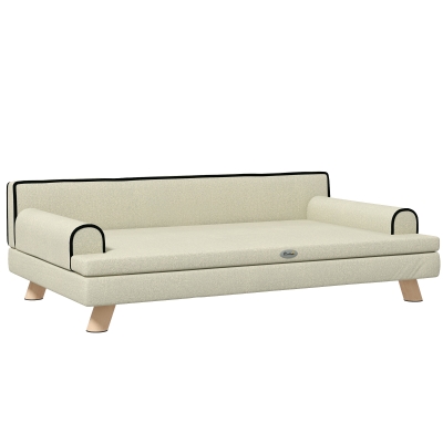 PawHut Sofá para Cães e Gatos Estilo Escandinavo com Almofada Confortável Removível 100x62x32 cm Bege