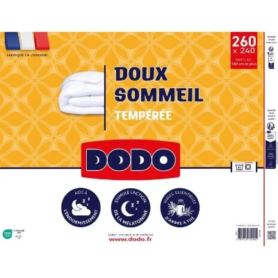 DODO - Couette tempérée 300 g/m² - DOUX SOMMEIL - 240 x 260 cm - Blanc