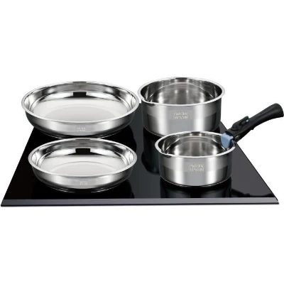 Batterie de cuisine induction - ARTHUR MARTIN - AM0566 - 18 pieces - Poignée amovible - Tous feux dont induction - Acier inoxydable