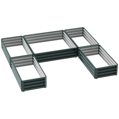 Outsunny Canteiro Modular em Aço para Jardim Conjunto 5 Peças 245x242x31 cm Verde