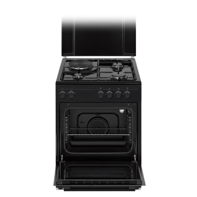 Cuisiniere mixte CONTINENTAL EDISON CECM60FCB - 3 feux gaz + 1 électrique - L59,8 x P61 xH83 cm - Noir