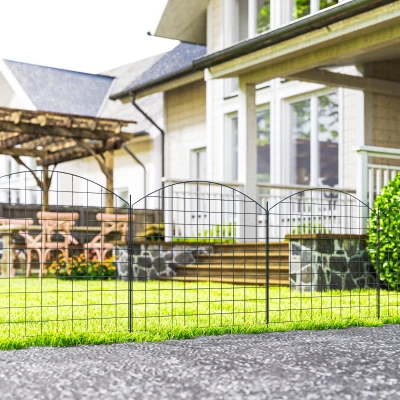 Outsunny Cerca Decorativa de Jardim em Metal 6 Peças 460x97 cm Preto