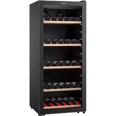 Cave a vin de service - CAVISS - S1300CBEG - 120 bouteilles - Porte vitrée réversible - Classe G - 59 x 59,5 x 141,5 cm - Noir