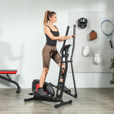 SPORTNOW Elíptico Doméstico Silencioso 8 Níveis Ecrã LED Sensor de Pulso Preto