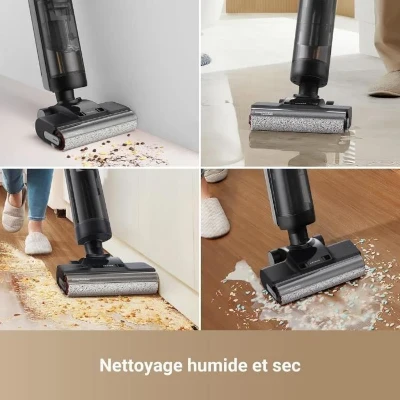 DREAME H12 PRO ULTRA - Aspirateur Eau et poussiere - Nettoyage Auto Double Rotation - Aspiration 16 kPa - Brosse 2 Bords