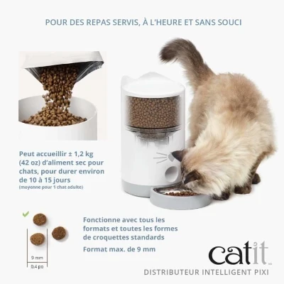 CATIT - PIXI Distributeur de croquettes connecté pour chat - 1,2 kg (contrôlé par une application)
