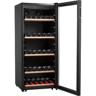 Cave a vin de service - CAVISS - S1300CBEG - 120 bouteilles - Porte vitrée réversible - Classe G - 59 x 59,5 x 141,5 cm - Noir