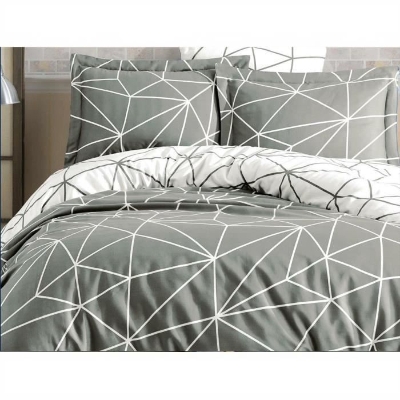 Parure de lit - 1 housse de couette 220 x 240 cm + 2 taies d'oreiller 60 x 60 cm - 100% coton renforcé - Gris