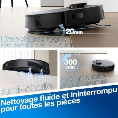 ECOVACS Aspirateur Robot DEEBOT N20 Pro Plus, Robot Aspirateur Laveur 8000Pa avec vidange Automatique poussire, Batterie 300 Min