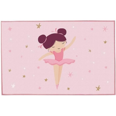Tapis - FUN HOUSE - Danseuse Ballerine - 120 x 80 cm - Rose - Rectangulaire - Enfant