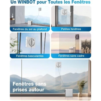ECOVACS WINBOT W2 OMNI Robot Nettoyeur de vitres avec Station Multifonction - Recharge Pendant Le Fonctionnement