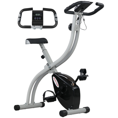 SPORTNOW Bicicleta Ergométrica Dobrável 8 Níveis de Resistência Magnética Selim Ajustável Ecrã LCD (Cinza)