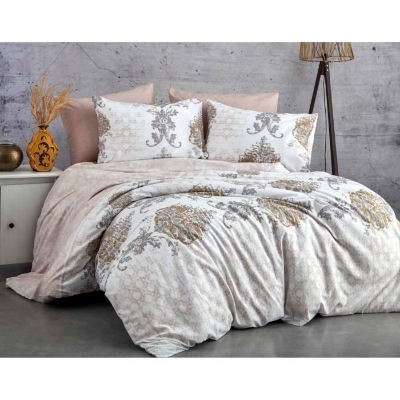 Parure de lit - 1 housse de couette 220 x 240 cm + 2 taies d'oreiller 60 x 60 cm - 100% coton renforcé - Brun