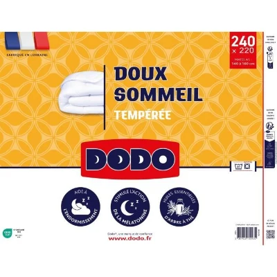 DODO - Couette tempérée 300 g/m² - DOUX SOMMEIL - 220 x 240 cm - Blanc