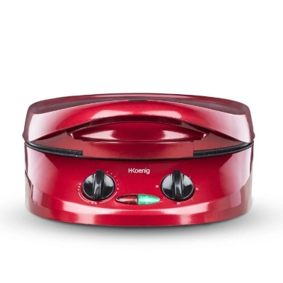 Appareil a tarte express HKoeNIG - TRT180 - Four a Pizza - Multicuiseur Multifonction - Température jusqu'a 210°C - Rouge - 1800W