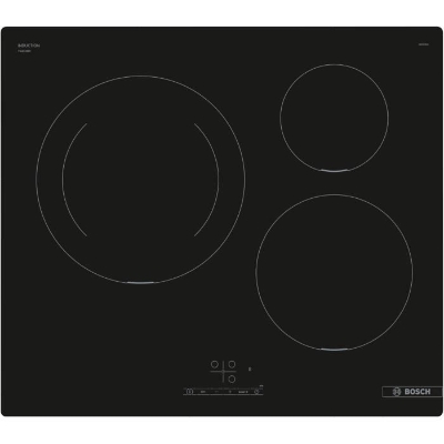 Table induction 60cm - BOSCH PUJ611BB5E SER4 Noir - 3 foyers - L592xP522 mm