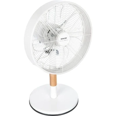 Ventilateur de bureau - SENCOR - SFE 3080WH - 3 vitesses - Oscillation 80° - Design métal et bois