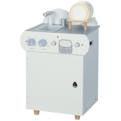 AIYAPLAY Set Cuisine Enfant MDF Bleu Clair avec Évier & 32 Accessoires