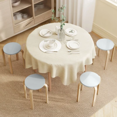 HOMCOM 4er Set Hocker Stapelbar Esszimmerhocker, Runde Kleiner Hocker, Küchenhocker für Esszimmer Wohnzimmer, Grau