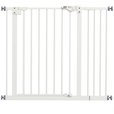 PawHut Barreira de Segurança para Animais 74-94x77 cm Porta com Fecho Automático 1 Extensão Branco