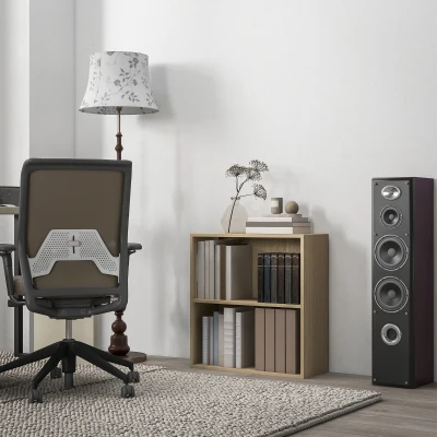 HOMCOM Estante 2 Prateleiras com Prateleira Ajustável 60x24x63 cm Efeito Madeira Natural