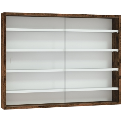 HOMCOM Vitrine Mural para Coleções 80x9,5x60 cm 4 Prateleiras Ajustáveis Branco e Castanho