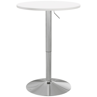 HOMCOM Mesa Alta Redonda Regulável 69-91 cm com Tampo Giratório 360° Branco