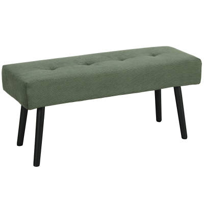 HOMCOM Banco de Fim de Cama Estofado em Veludo Cotelê Pés em Aço 100x36x45 cm Verde